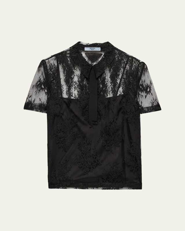 Short-Sleeve Lace Blouse